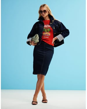 ASOS DESIGN denim pencil skirt in rinse co-ord