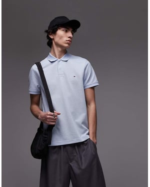 Tommy Hilfiger strukturerad vanlig polo skjorta i ljusblå