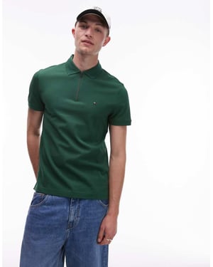 Tommy Hilfiger piké zip polo tröja i grön
