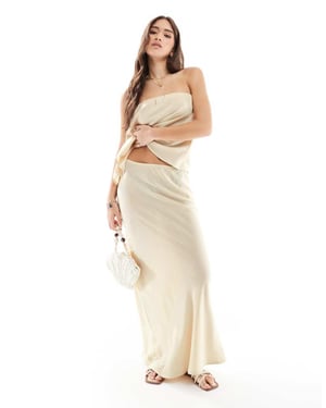 ASOS DESIGN linneblandning snedskuren maxikjol i beige