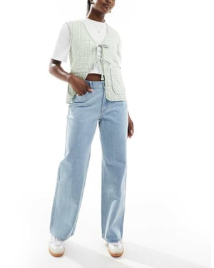 Hollister Curve Love hög midja baggy jeans i ljus tvätt