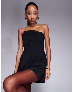 ASOS DESIGN structured draped bandeau playsuit in black