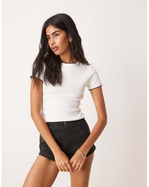 ASOS DESIGN babytee with blanket stitch detail in white