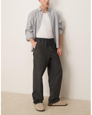 ASOS DESIGN baggy byxor med resår i kolgrå
