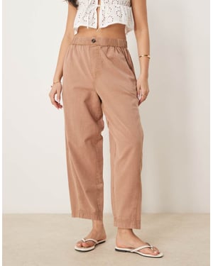 ASOS DESIGN tvättade linnefria byxor i mocha