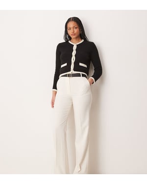 ASOS DESIGN Höga smala raka skräddarsydda byxor i krämfärg