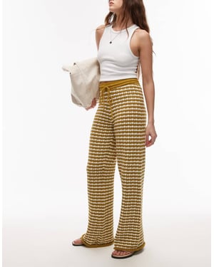 Topshop knitted stripe trouser in mustard