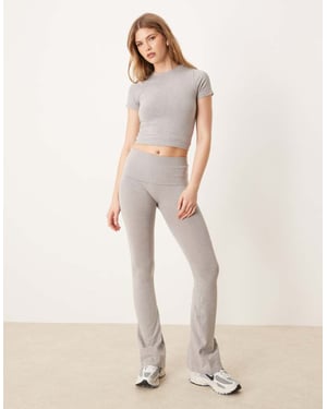 ASOS DESIGN sömlös skulpterande byxa med vikbar midja i gråmelerad