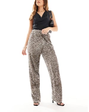 Pieces vida veloursequinbyxa i taupe