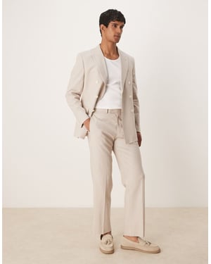ASOS DESIGN linneblandning raka kostymbyxor i sten - STEN