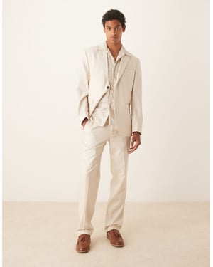 Utvald Ascot regular fit byxa i krämfärg