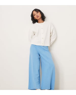 ASOS DESIGN Petite skräddarsydda linne culottebyxor i blått