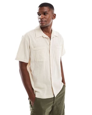 ONLY & SONS short sleeve resort collar shirt in beige