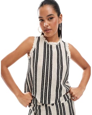 Object open knit sleeveless top co-ord in monochrome stripe