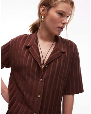 Topshop towelling boxy shirt co-ord in chocolate brown