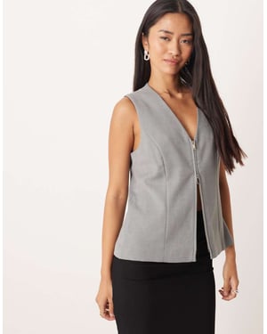 Abercrombie & Fitch zip detail waistcoat in dark grey