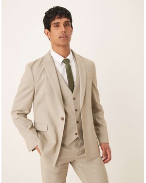 ASOS DESIGN slim suit jacket in light grey melange texture