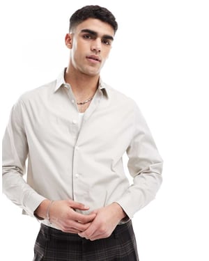 ASOS DESIGN formell poplin regular skjorta i sten