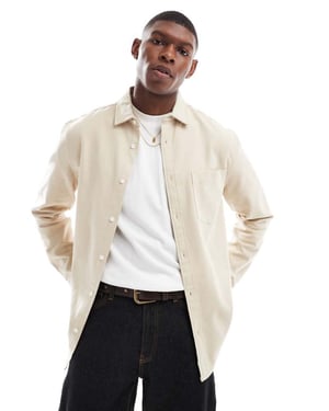 ASOS DESIGN borstad oxford vanlig skjorta i beige