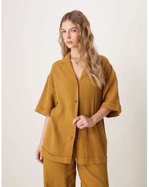 ASOS DESIGN skjorta i ostduk co-ord i oliv