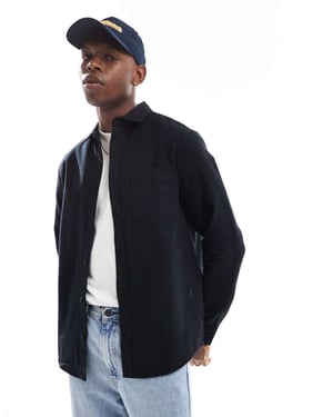 ASOS DESIGN borstad oxford skjorta i svart