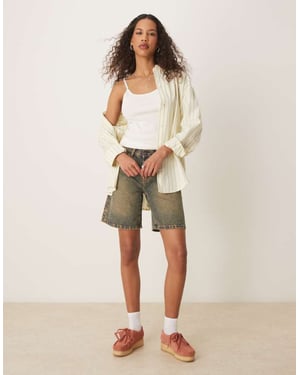 Dickies Herndon löst sittande denimshorts i indigo med gul övertoning
