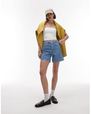 Topshop denim Editor shorts i blekstripestruktur