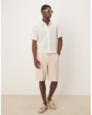 ASOS DESIGN oversize smarta bermudashorts med bälte i neutral färg