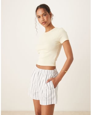 Abercrombie & Fitch knytmidja poplinshorts i blårandig