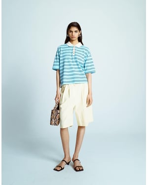 Topshop linne långlinje kortbyxa i neutral