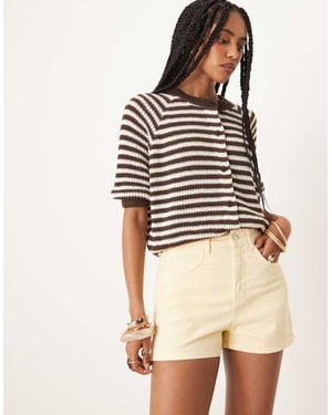 ASOS DESIGN denim a-line shorts i smörgul