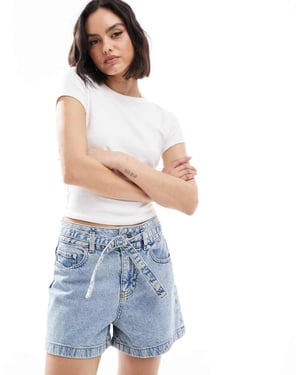 JJXX denimshorts med knytband i ljusblå