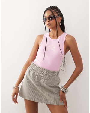 COLLUSION printed vest top in bubble gum pink