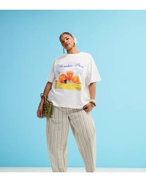 ASOS DESIGN Curve linne-look fat fickbyxor i neutral rand