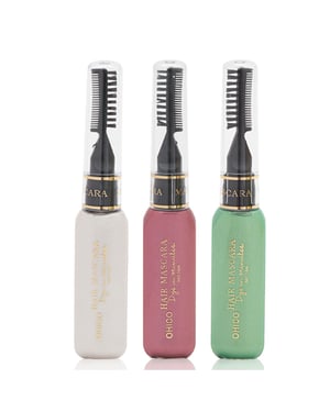 Aquarius Wash Out Hair Mascara Temporary Dye Cream Red White Green 3 Pack Colour