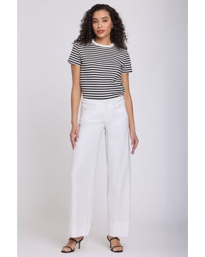 5 Pocket Wijde Pantalon In Stretch Linnen Met Super Hoge Taille