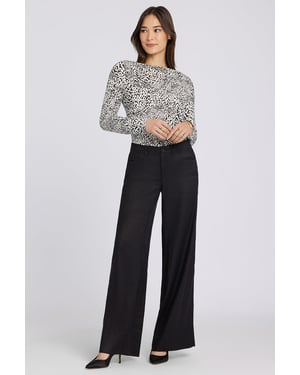 5 Pocket Wijde Pantalon In Stretch Linnen Met Super Hoge Taille