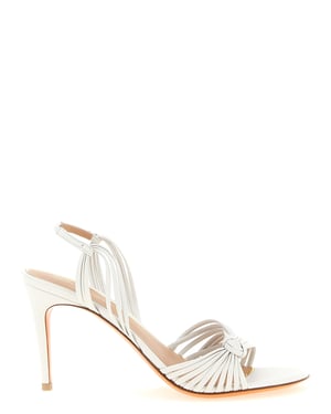 Santoni Witte Leren Stiletto Hak Sandalen