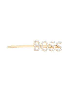 Envie Pearl Words Hairpin Boss Letter Statement Hair Clip Fashion Accessory Gold