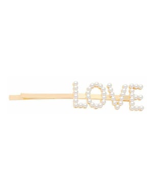 Envie Pearl Words Hairpin Love Letter Statement Hair Clip Fashion Accessory Gold