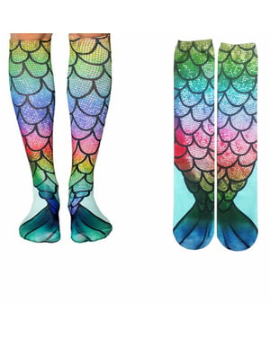 Aquarius Mermaid Tail Knee High Boot Socks Design 1 Women Cosplay