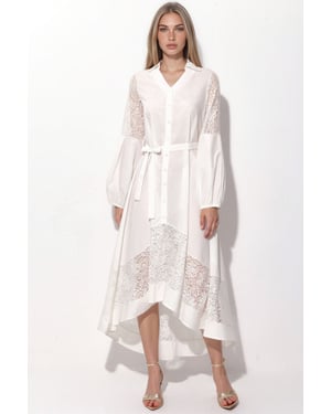 Broderad Midi Wrap Klänning