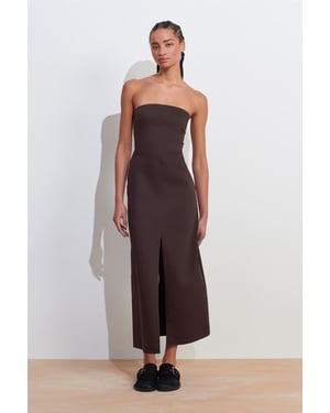 Strapless Aansluitende Midi-jurk met Splits