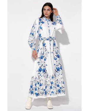 Bloemrijke Maxi Hemdress met Ceintuur