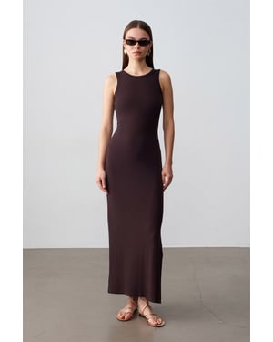 Geribbeld Mouwloos Bodycon Maxi Jurk