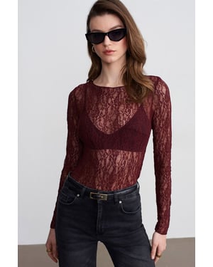 Slim Fit Kanten Bootsvorm Blouse