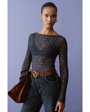 Slim Fit Kanten Bootsvorm Blouse