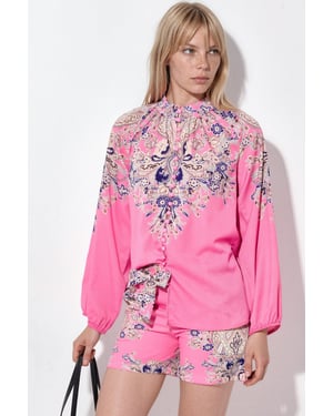 Paisley Woven Jumpsuit Met Strikdetail