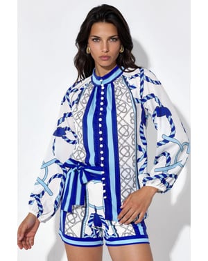 Paisley vävt jumpsuit med knytdetalj