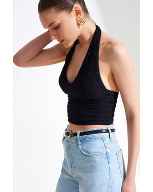 Dames Kant Halters Crop Blouse
